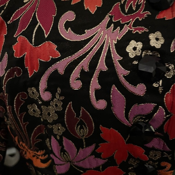 Vintage Biva Saint Honoré Paris Brocade Jacket Black Floral Bird Embroidered - Picture 8 of 10